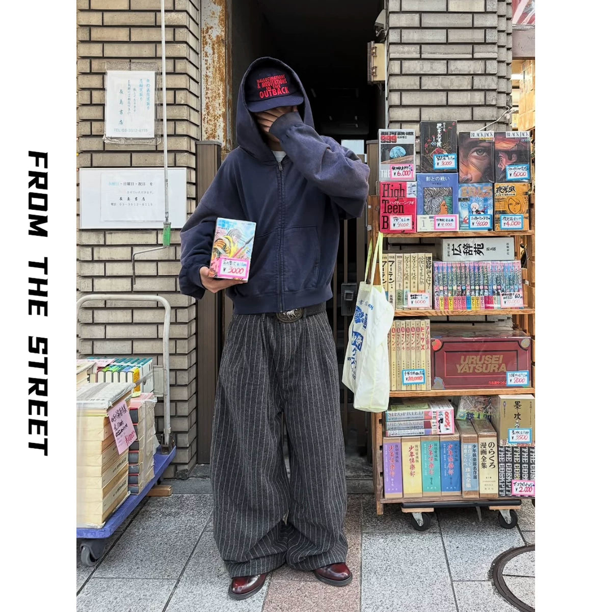 From THE STREET: Street striped trousers for men, thick woolen straight leg loose leg pants for men
