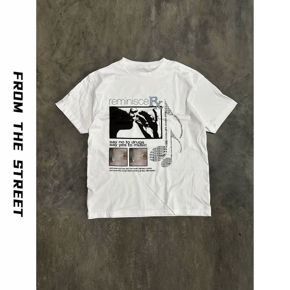 From The Street Y2K Millennium Music Revival Note Printed Round Neck Cotton Short Width T