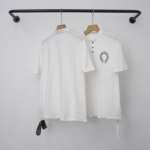 Chrome Hearts Horseshoe Logo Short Sleeve Polo Shirt (White)