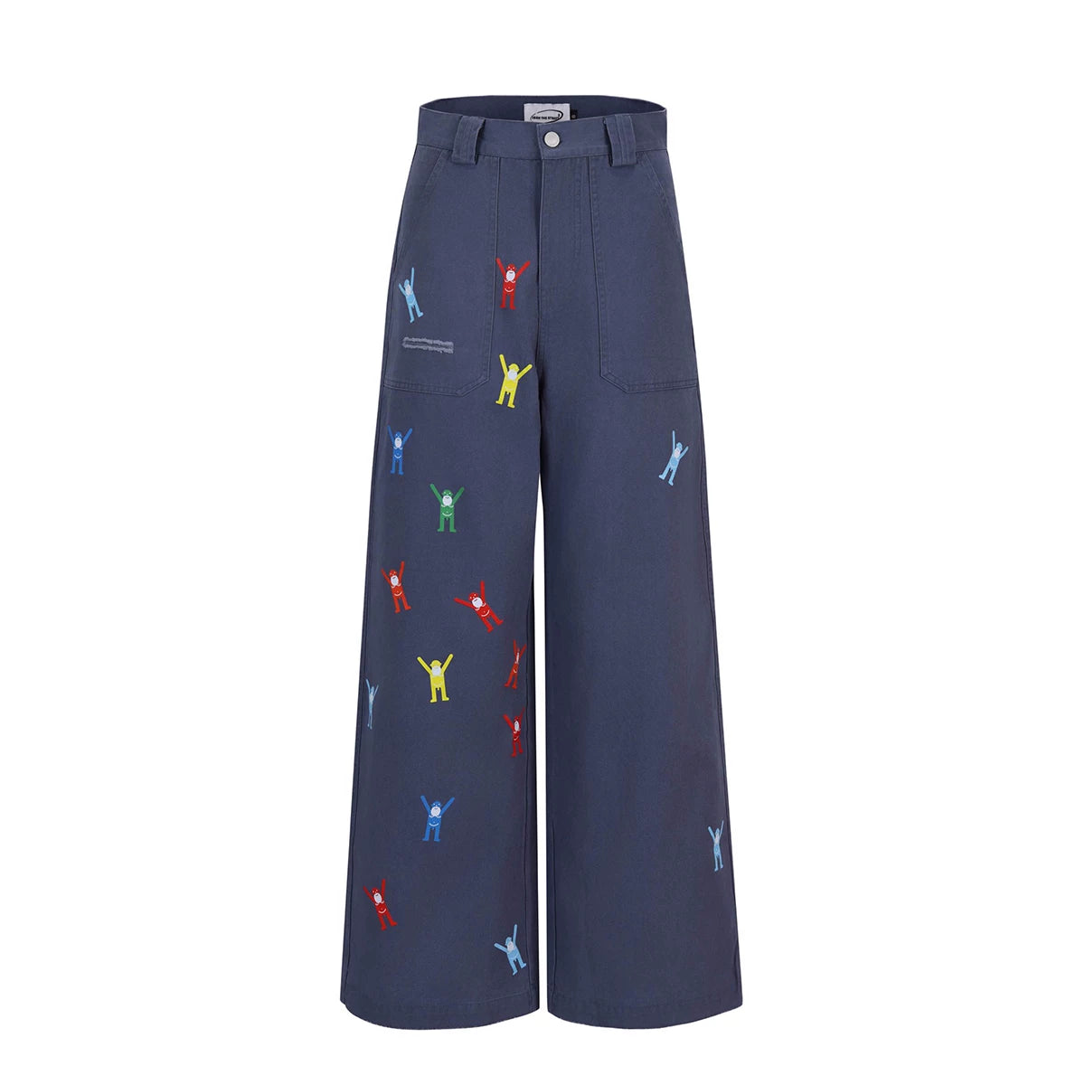 From THE STREET, a street prank sticker from baggy, loose French work pants, casual pants, same style as Luo Yan