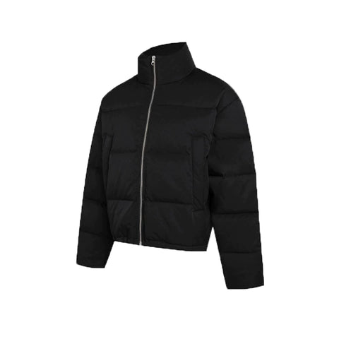 From the street cleanfit winter stand up collar black gray two tone short width Boxy version bread cotton jacket for men and women