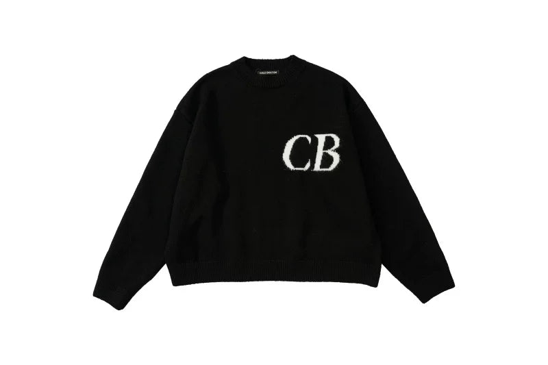 Cole Buxton Black Side Italic CB Logo Sweatshirt