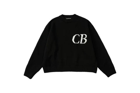 Cole Buxton Black Side Italic CB Logo Sweatshirt