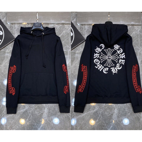 Chrome Hearts Red Scroll & Cross Hoodie (Black)