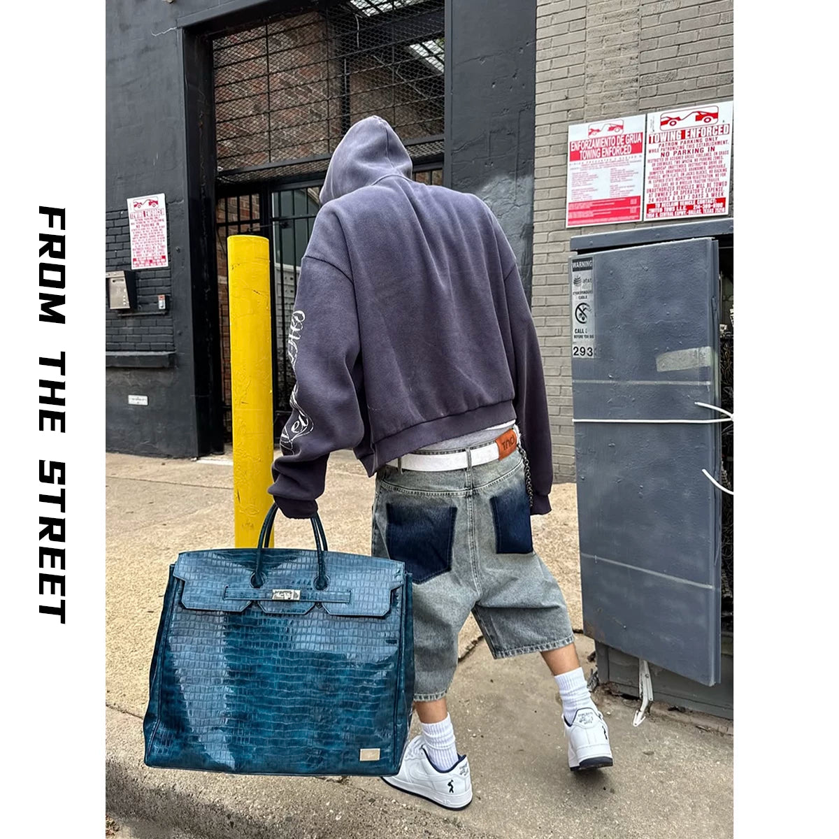 From THE STREET: Street French Blue Waffle Laundry Printed Cardigan Hoodie Hoodie