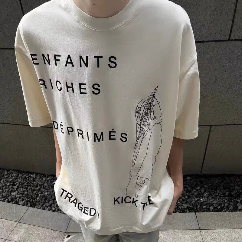 ERD melancholy rich second-generation letter slogan children's short sleeved 320g heavyweight pure cotton niche cleanfit half sleeved T-shirt