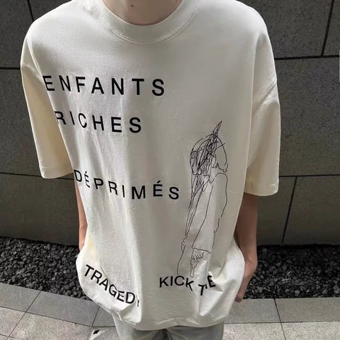 ERD melancholy rich second-generation letter slogan children's short sleeved 320g heavyweight pure cotton niche cleanfit half sleeved T-shirt
