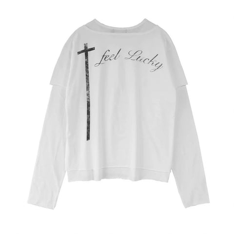 From THE STREET, Street Fit, Cool, Sunscreen, Henley Neck, Fake Two piece Long Sleeve T-shirt for Men