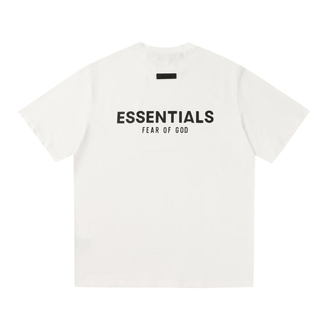 FEAR OF GOD ESSENTIALS 3‑Stripes Silicone Logo Unisex Loose Short Sleeve T‑Shirt