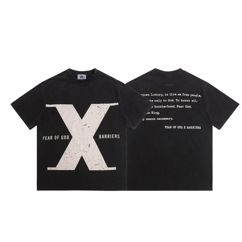 FEAR OF GOD FOG Main Line Collab Retro Unisex Street Print Short Sleeve Tee