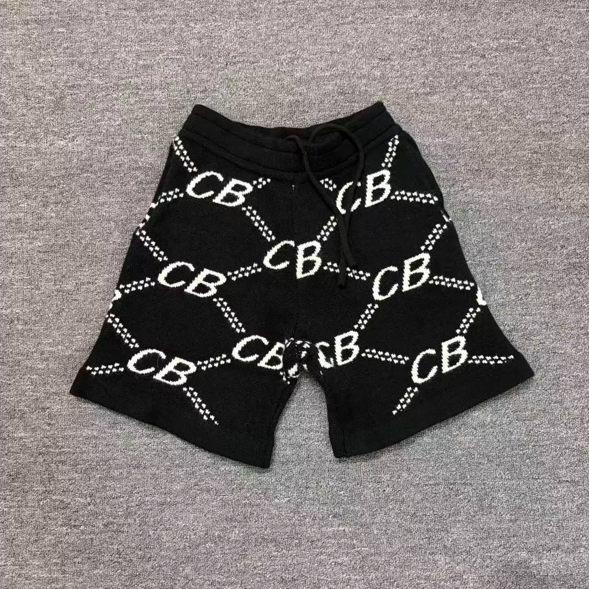 Cole Buxton Black All-Over Italic CB Chain Shorts