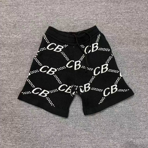 Cole Buxton Black All-Over Italic CB Chain Shorts