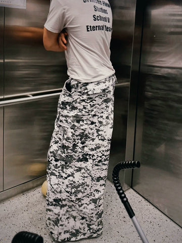 From the street black and white camouflage work pants for men and women, American street loose tactical baggy silhouette pants trend brand