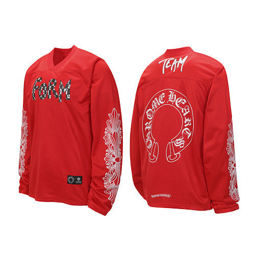 Chrome Hearts Horseshoe Cross Long Sleeve Jersey (Red)