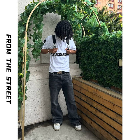 From THE STREET: Street Embroidered Collar Mock Ralph Short Loose Polo Shirt Short Sleeve T-shirt