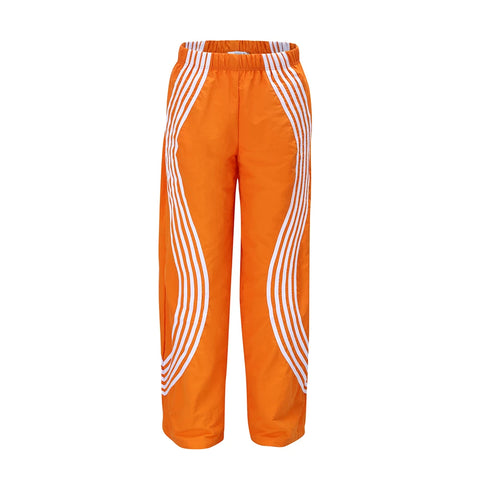 From the street, spring and summer American retro loose straight leg sports pants for men and women, striped wide leg nylon couple pants, trendy
