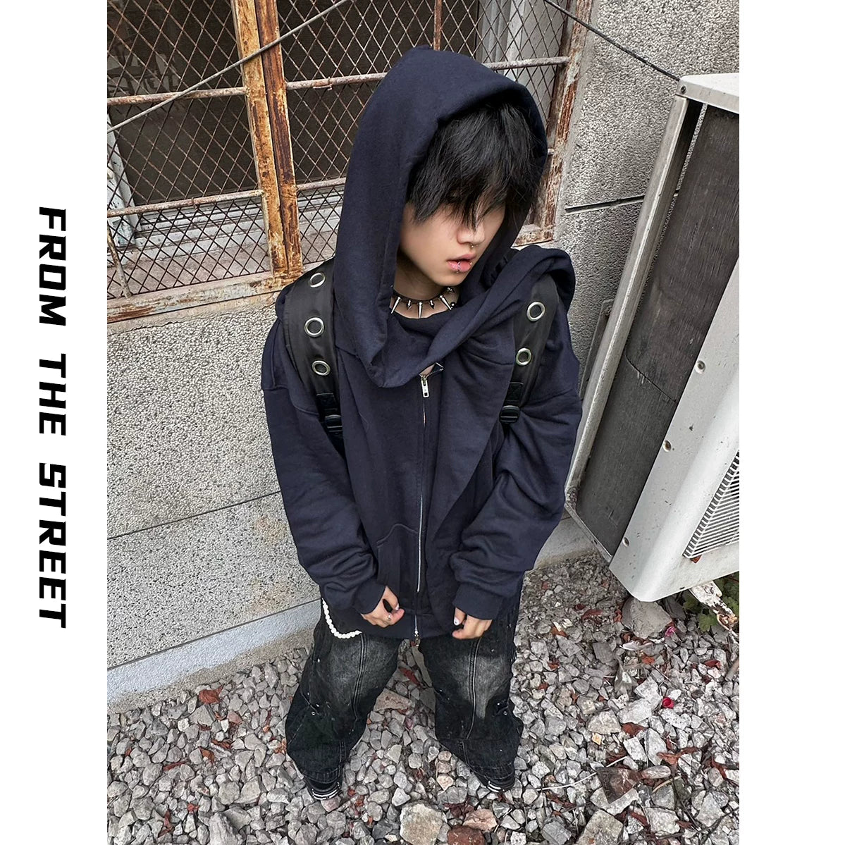 Street American Alien Four Sleeve Double Hat hoodie, niche loose hooded zipper cardigan, autumn outerwear, men's trend