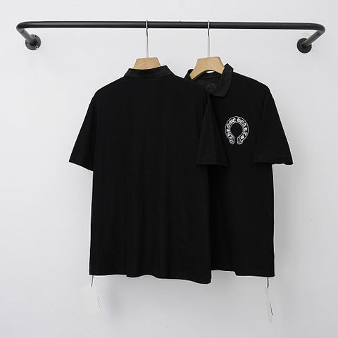 Chrome Hearts Horseshoe Logo Short Sleeve Polo Shirt (Black)