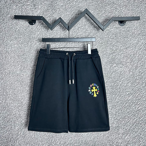 Chrome Hearts Black & Yellow Cross Logo Sweatshorts