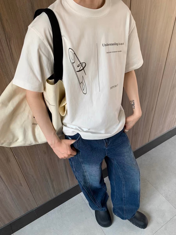 [TSAOOJ] Summer DEPURATE Heavy Weight 320g Cleanfit Pin Short Sleeve Premium Black and White T-shirt for Men and Women