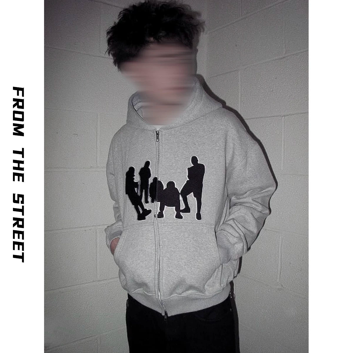From THE STREET, a street style retro patchwork embroidered cardigan with a washed zipper and hooded sweatshirt for men
