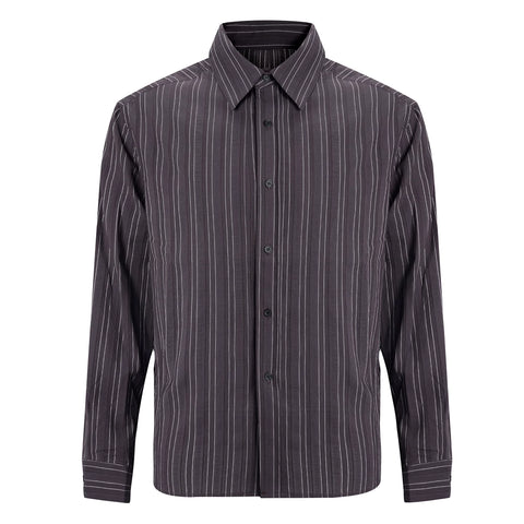 From THE STREET, a loose shirt with purple contrasting stripes from the street, suitable for both men and women