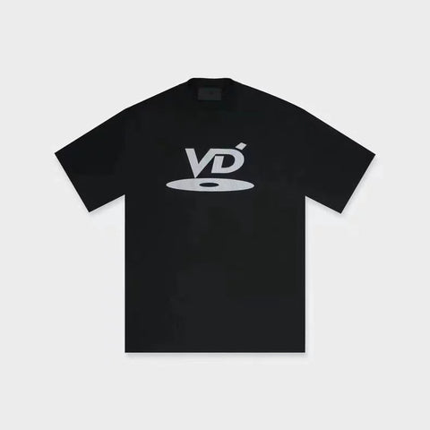 VUJADE KENIJIMA black and white short sleeved CD letter printed round neck casual heavyweight T-shirt from the street