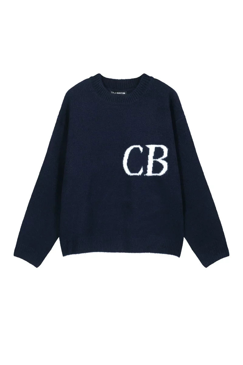 Cole Buxton Navy Side Italic CB Logo Sweatshirt