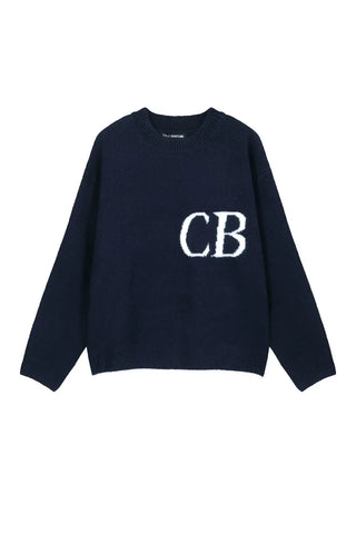 Cole Buxton Navy Side Italic CB Logo Sweatshirt