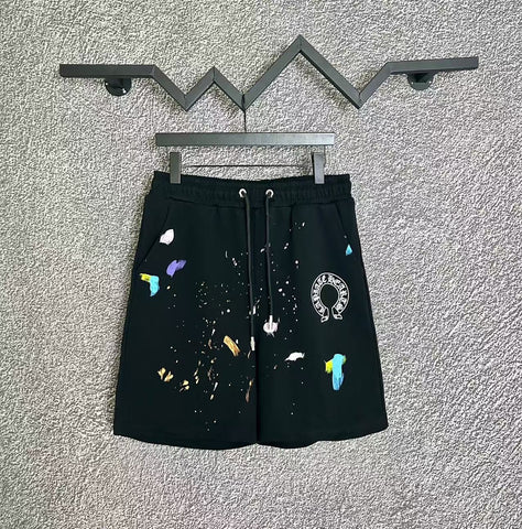 Chrome Hearts Black Paint Splatter & Horseshoe Sweatshorts