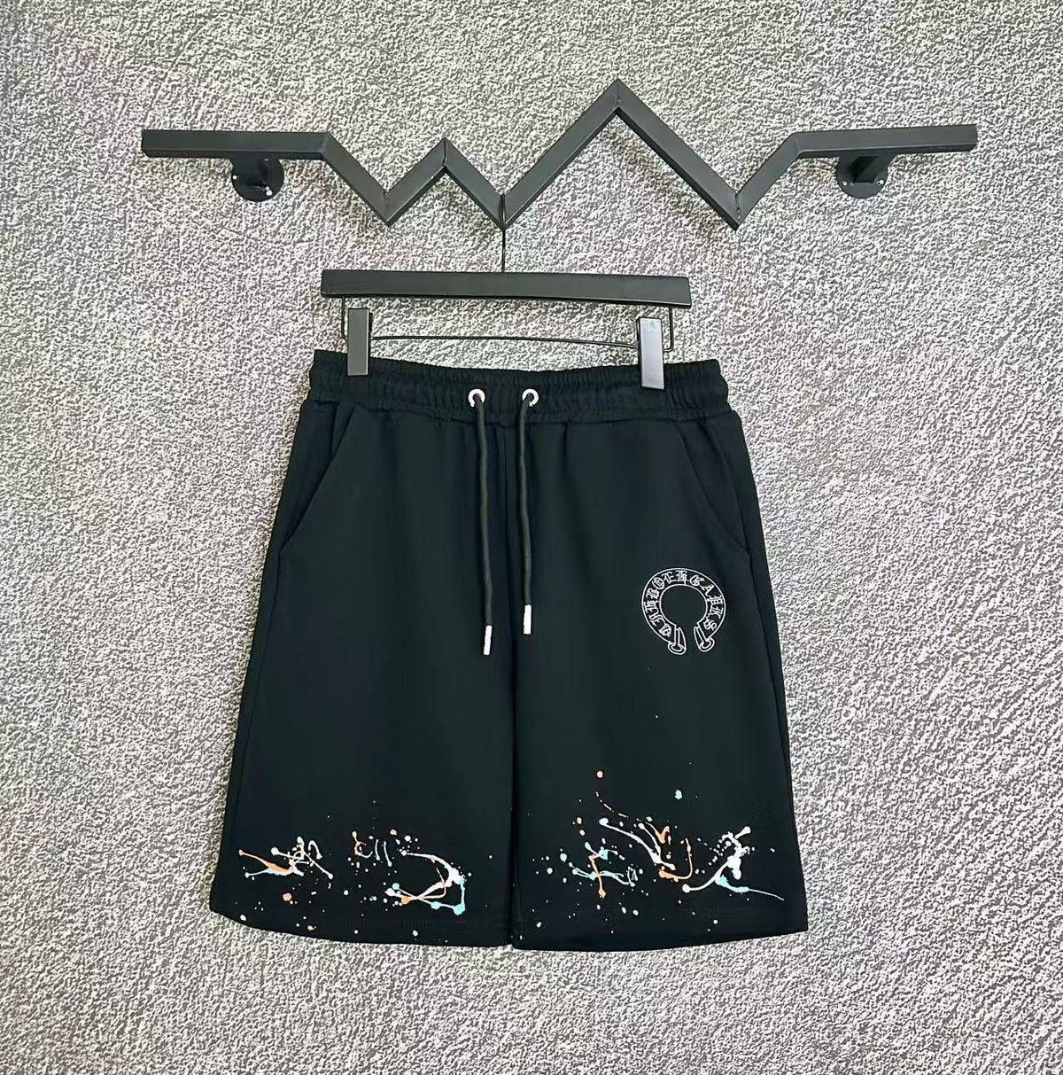 Chrome Hearts Black Paint Splatter & Horseshoe Sweatshorts