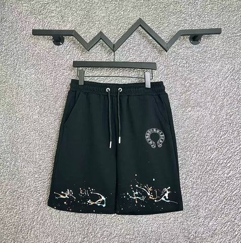Chrome Hearts Black Paint Splatter & Horseshoe Sweatshorts