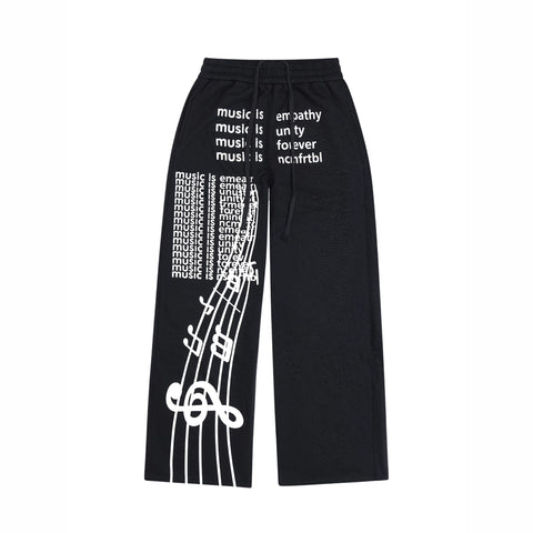 From THE STREET: Street Sports Score Printed American Baggy Casual Versatile Loose Pants