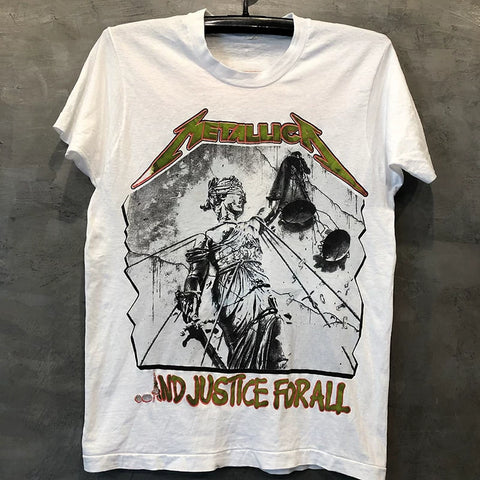 Metallica band American retro vintage rock peripheral chic hip-hop short sleeved men's and women's pure cotton T-shirt