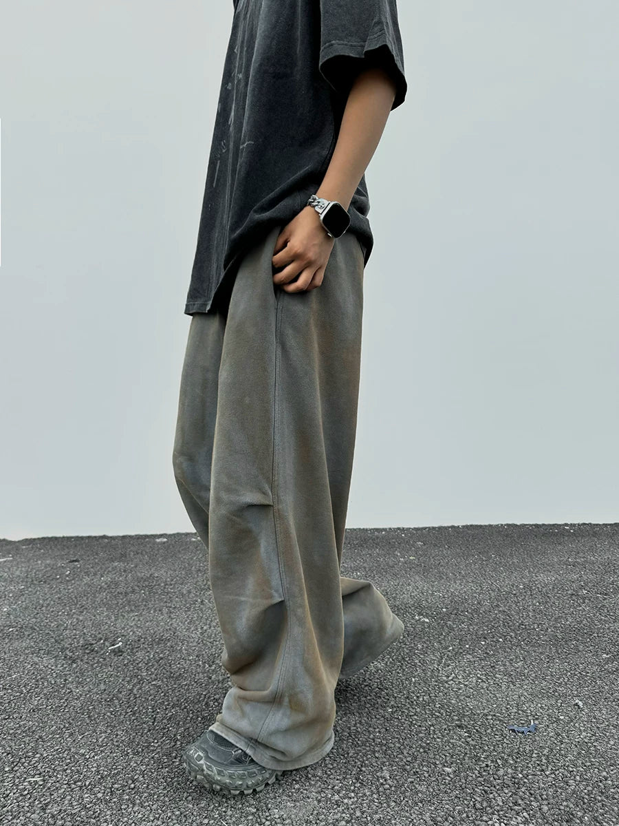 From the street, American retro street dance, washed and distressed, mud dyed, pinched pleated wide leg casual pants, loose paratrooper guard pants, men's