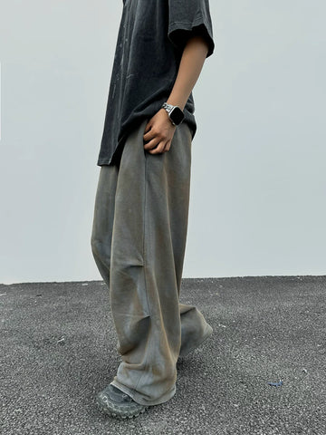 From the street, American retro street dance, washed and distressed, mud dyed, pinched pleated wide leg casual pants, loose paratrooper guard pants, men's