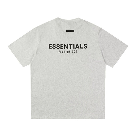 FEAR OF GOD ESSENTIALS 3‑Stripes Silicone Logo Unisex Loose Short Sleeve T‑Shirt