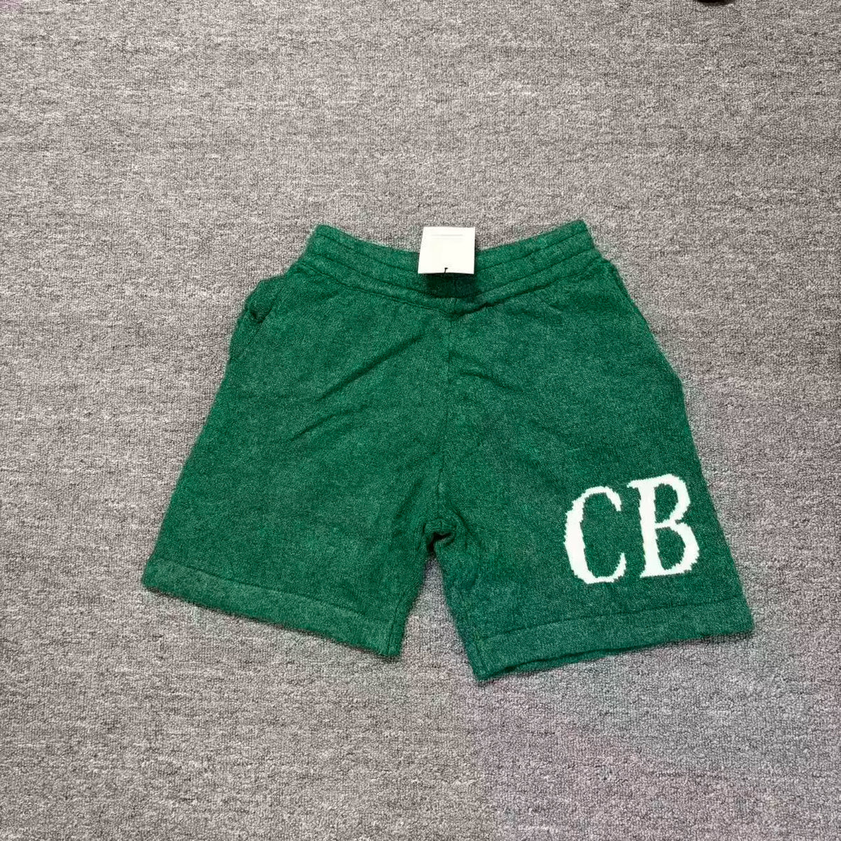 Cole Buxton Dark Green Side Italic CB Logo Shorts