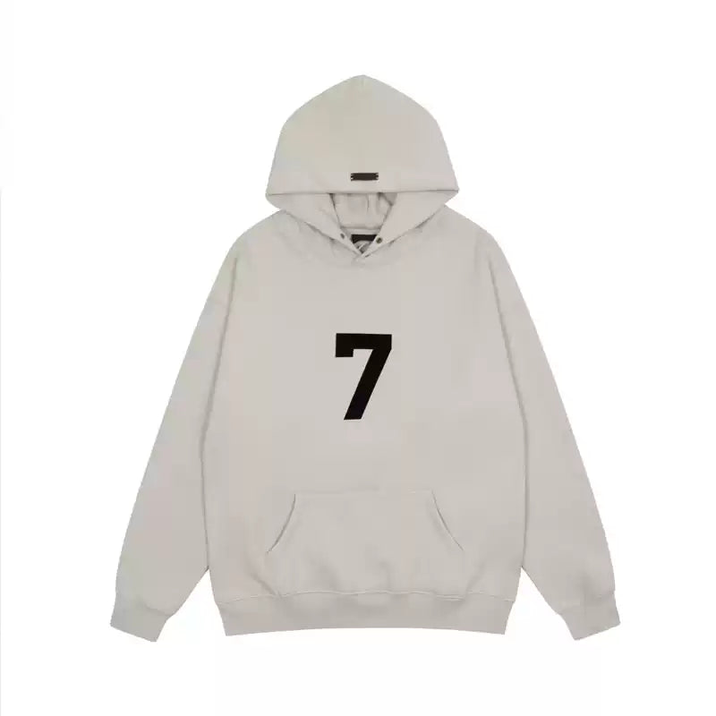 FEAR OF GOD FOG Main Line Season 7 Flocked Number 7 Unisex Loose Hoodi