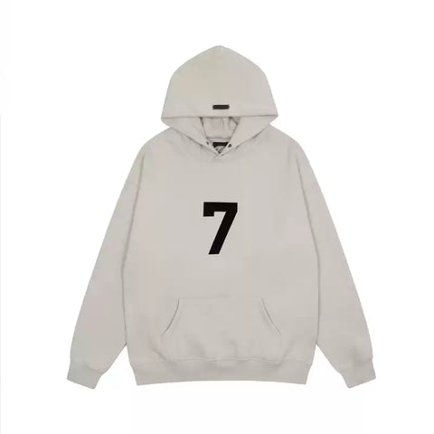 FEAR OF GOD FOG Main Line Season 7 Flocked Number 7 Unisex Loose Hoodi