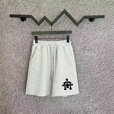 Chrome Hearts Light Gray & Black Cross Patch Sweatshorts