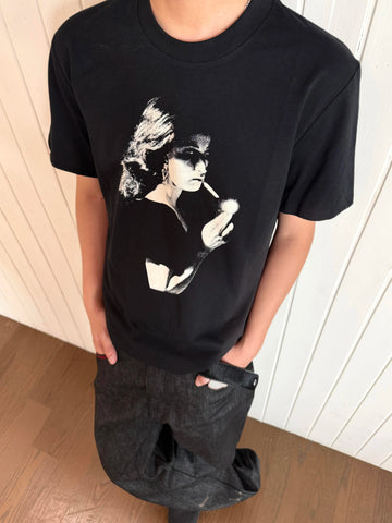 TSAOJ 'Smoking Girl' Heavy Cotton Short sleeved T-shirt Digital Direct Spray Loose Casual Versatile Top