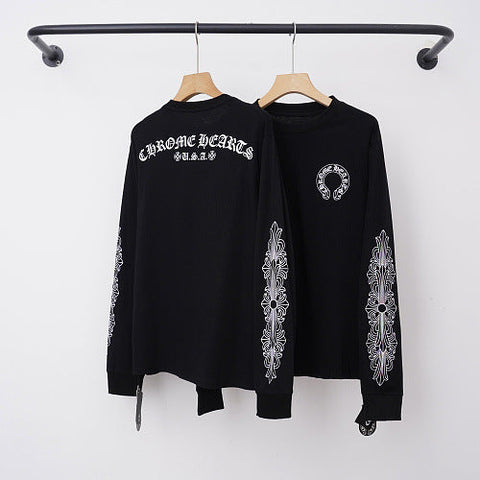 Chrome Hearts Back Script Banner & Sleeve Long Sleeve (Black)