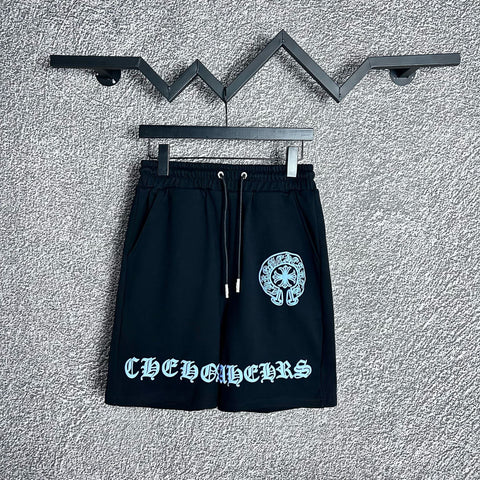 Chrome Hearts Black Horseshoe & White Script Sweatshorts