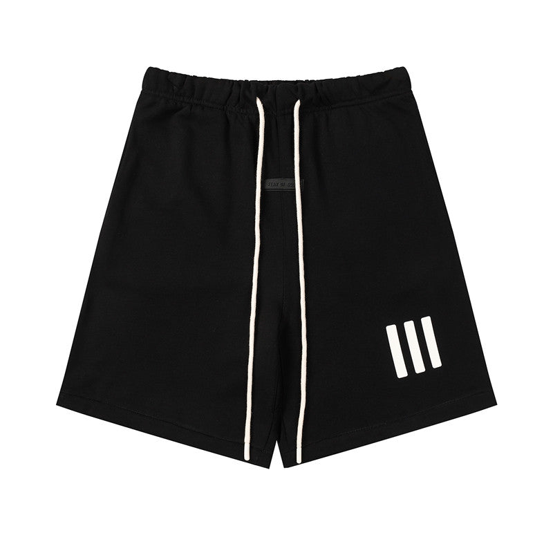 FEAR OF GOD FOG ESSENTIALS Silicone 3‑Stripes Unisex Loose 5‑Inch Sports Shorts