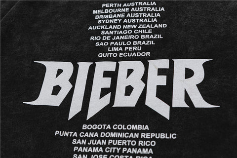 FEAR OF GOD ESSENTIALS Justin Bieber Purpose Tour Vintage Wash Portrait T‑Shirt