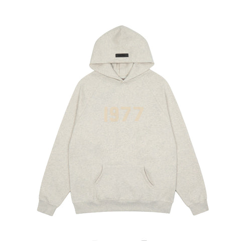 FEAR OF GOD FOG ESSENTIALS Flocked 1977 Loose High‑Street Hoodi