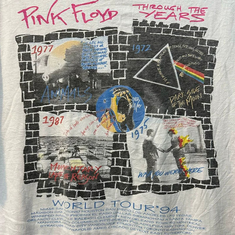 Pink Floyd White Ghost Chic Hip Hop Short Sleeve American Retro Street Explosion T-shirt Male