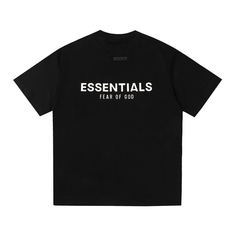 FEAR OF GOD ESSENTIALS 3‑Stripes Silicone Logo Unisex Loose Short Sleeve T‑Shirt