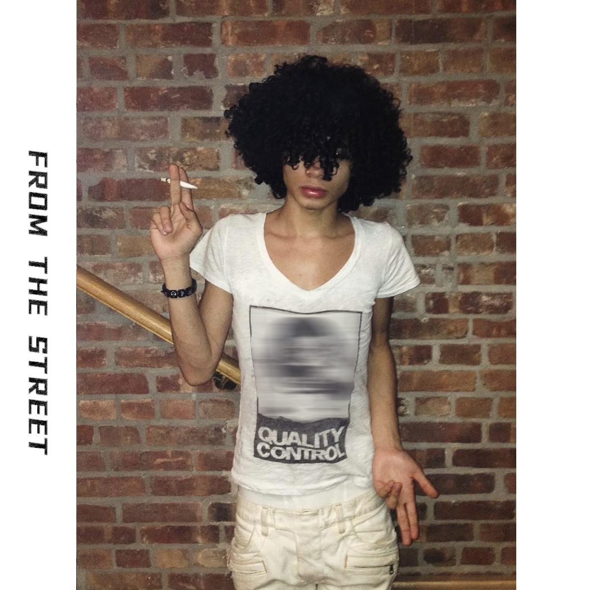 From THE STREET - Street Melancholy Light Asian Style Lightweight Fabric V-neck Printed Short sleeved T-shirt for Men and Women